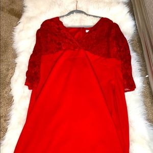 Red floral neck dress